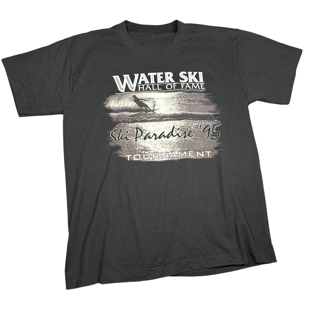 Vintage 1995 Water Ski Hall of Fame Tournament T-Shirt Black Single Stitch